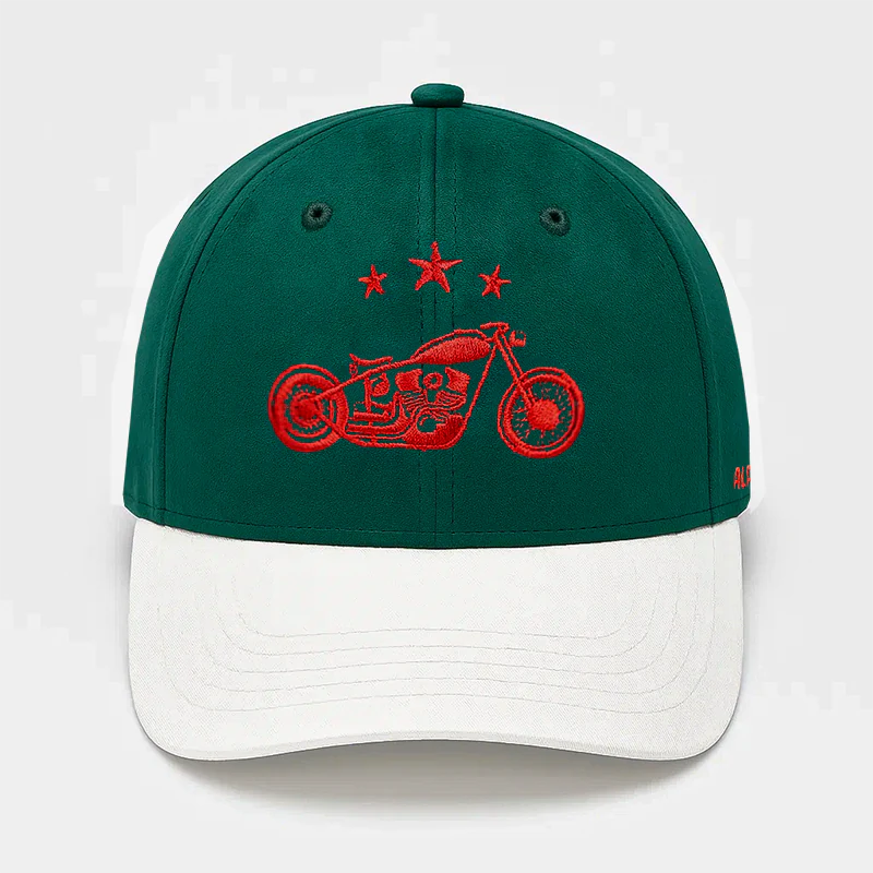 CP1189 White & Green Cap with Vintage Moto Vibe - Image 3