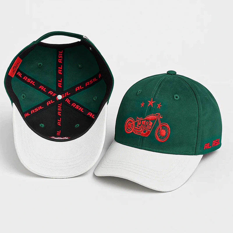 CP1189 White & Green Cap with Vintage Moto Vibe - Image 5