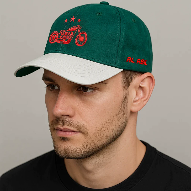 CP1189 White & Green Cap with Vintage Moto Vibe - Image 2