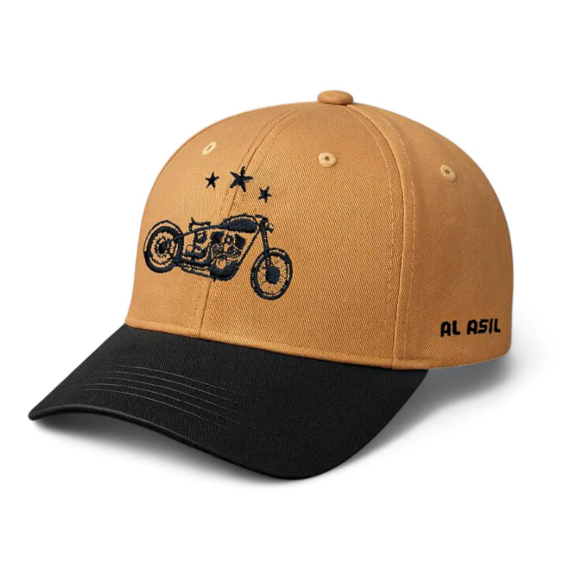 CP1190 Brown & Black Cap with Vintage Moto Vibe