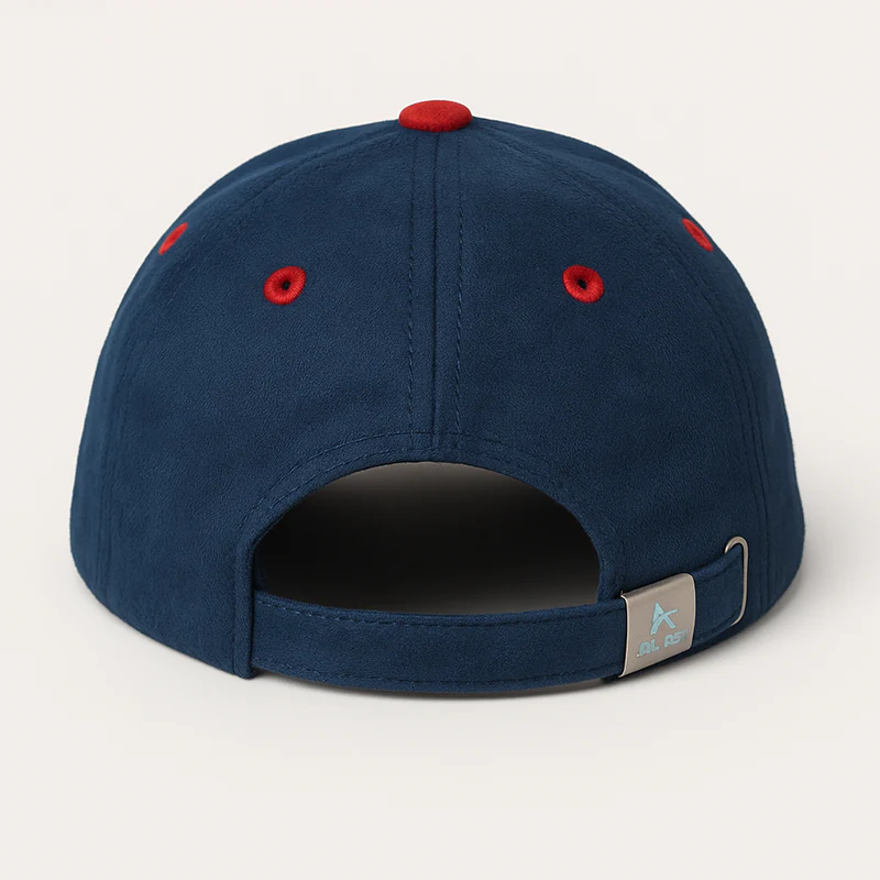 CP1241 Blue & Red Baseball Cap with Vintage Motorcycle Embroidery - Image 6