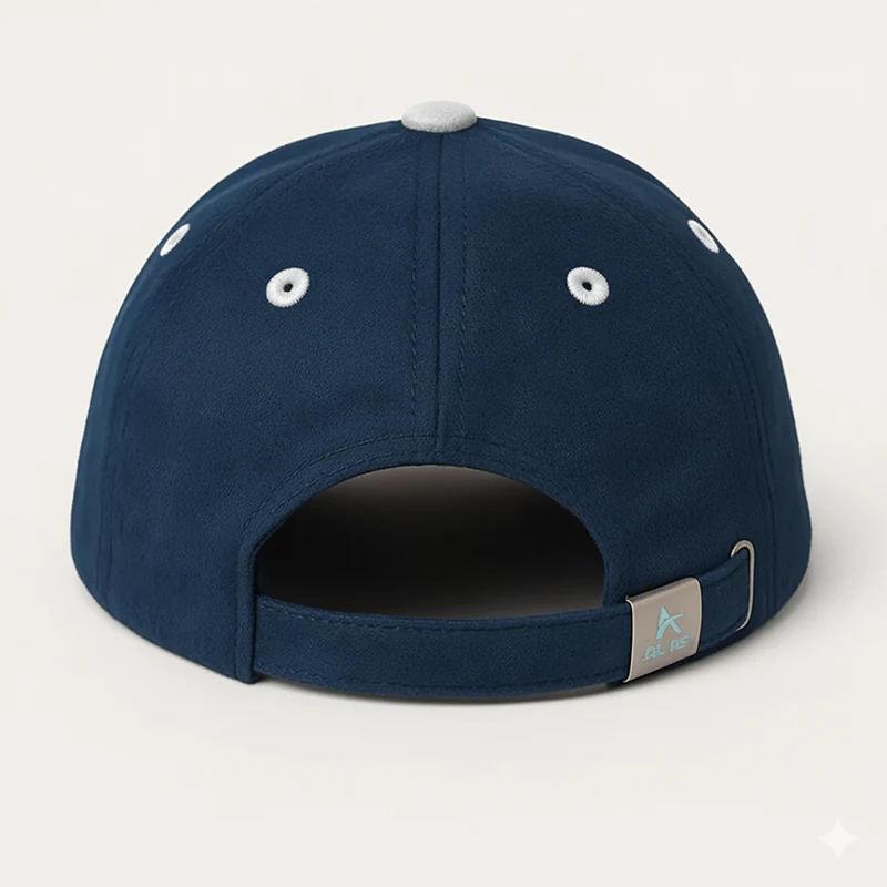 CP1243 Blue & White Baseball Cap with Vintage Motorcycle Embroidery - Image 7