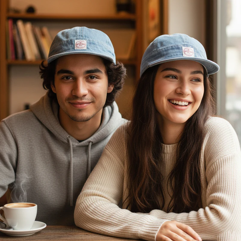 CP1247 Unisex Light Blue Denim Casual Cap - Image 2