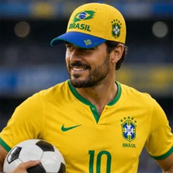 Alternative view of CP1325 Brasil Football Fan Premium Embroidery Cap