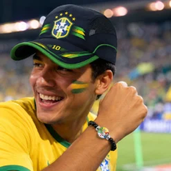 Alternative view of CP1335 Brasil Fan Cap & Bracelet Combo