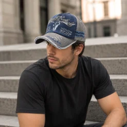 Alternative view of CP1342 Vintage Washed Blue Gray Baseball Cap