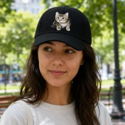 Alternative view of CP1351 Premium Cat Print Black Baseball Cap